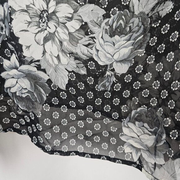 Sheer Floral Layered Look Business Casual Modern Chic Flowy Elegant Top Women XL - Picture 3 of 13